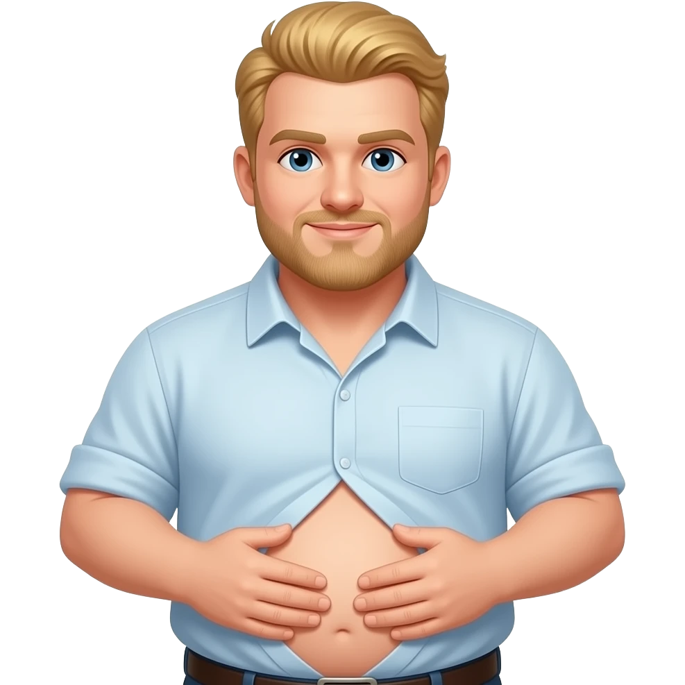 Blonde Fat man with shirt too small so the bottom of his belly hangs out emoji