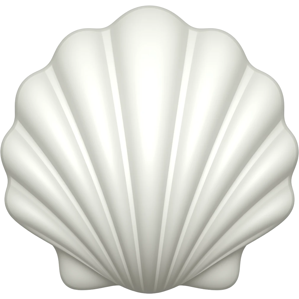 Crée 1 emoji iOS 18 représentant un univers cosy et esthétique de créatrice.Éléments : coussin en forme de coquille saint-jacques blanc. l'ensemble est isolée sur un fond blanc. emoji