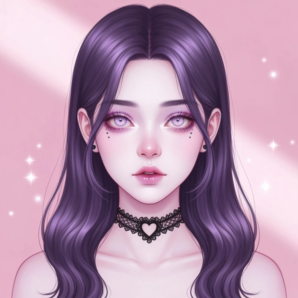 pastel goth profile picture with a heart accent, cute, expressive, minimal, variation 3 emoji