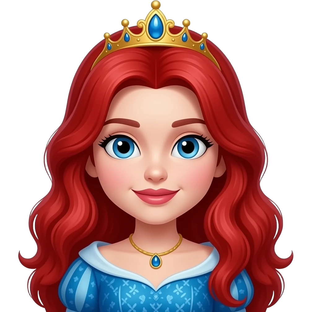 Red haired princess with blue eyes big lips emoji