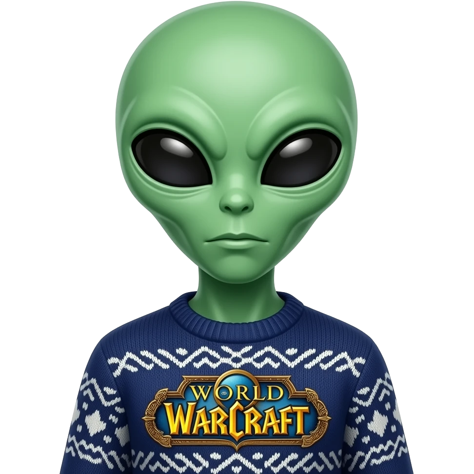 ALIEN marrant AVEC UN PULL WORLD OF WARCRAFT emoji