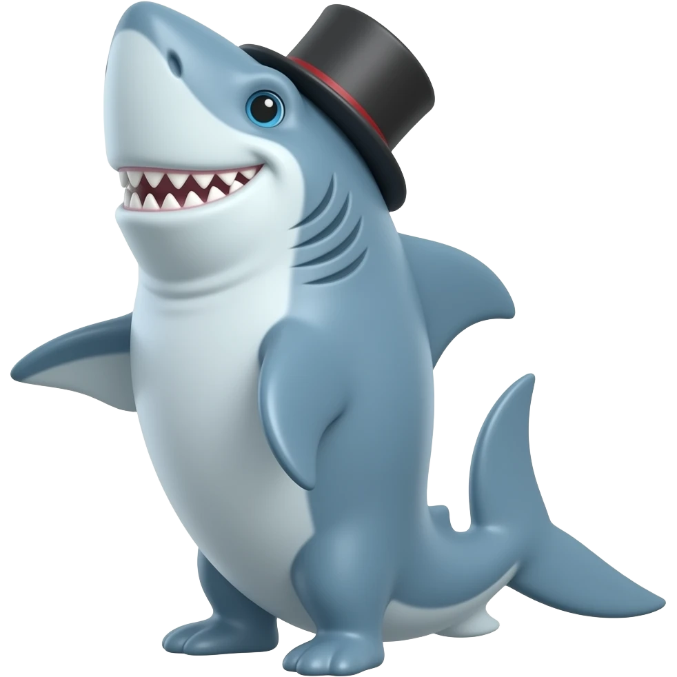 Shark with a top hat emoji