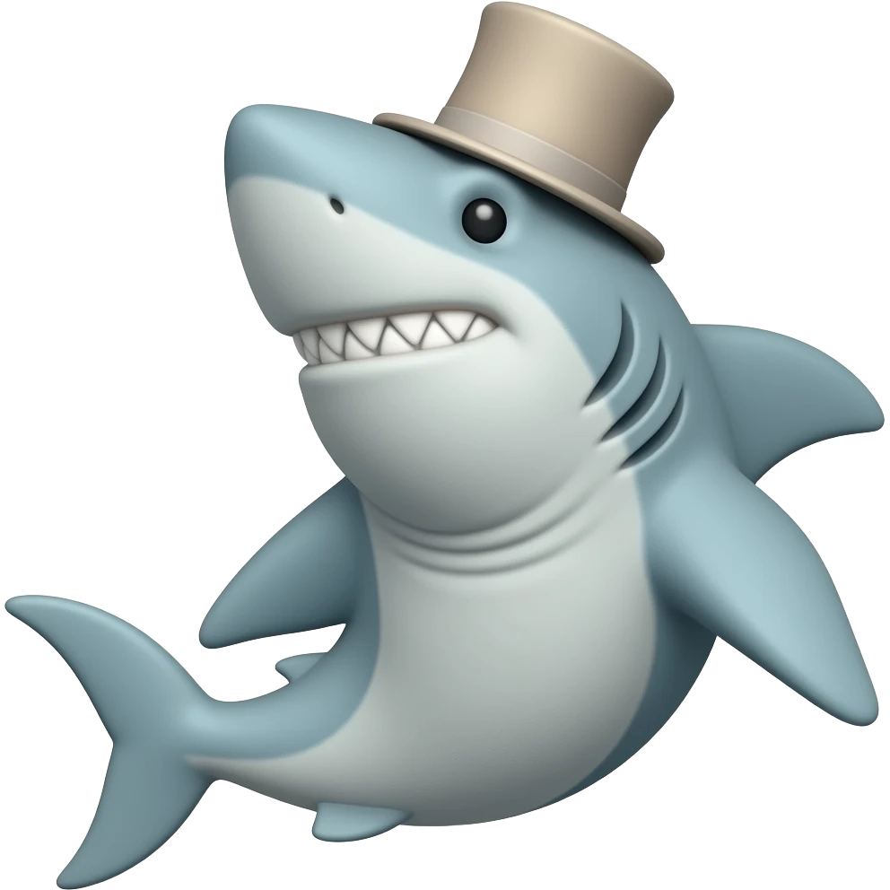 Shark with a top hat emoji