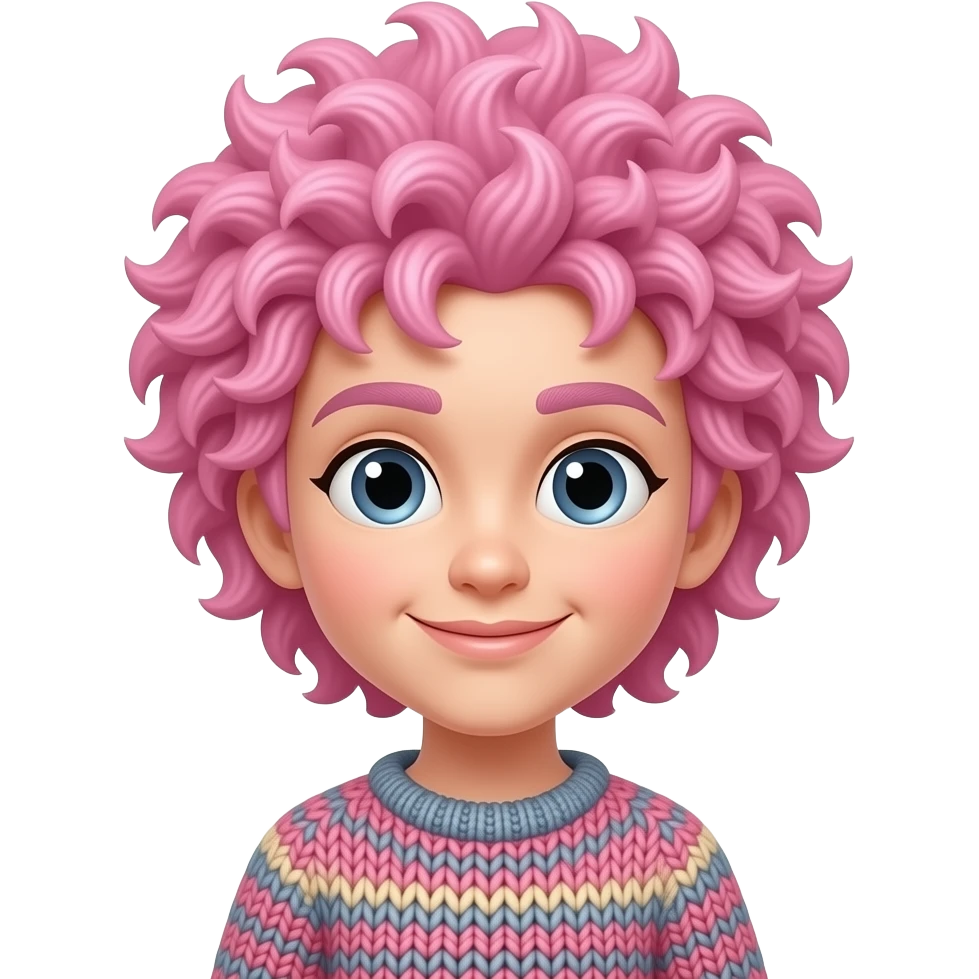 Funky Pink hair knitting emoji