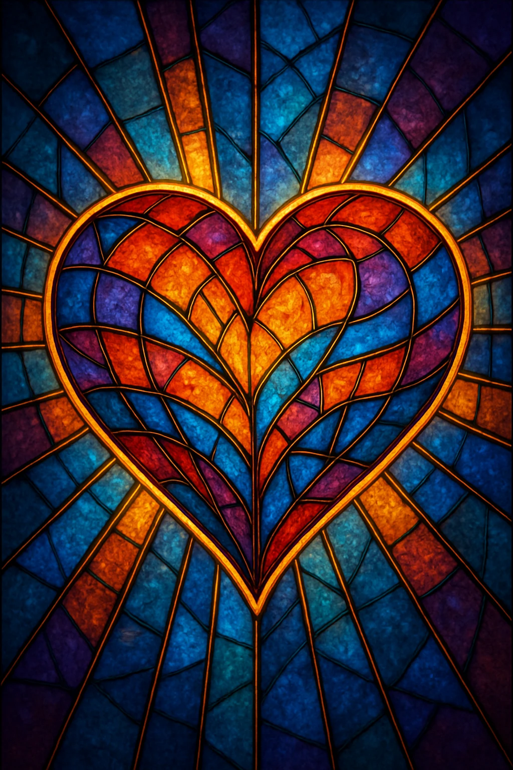 heart with a stained glass effect, digital illustration emoji