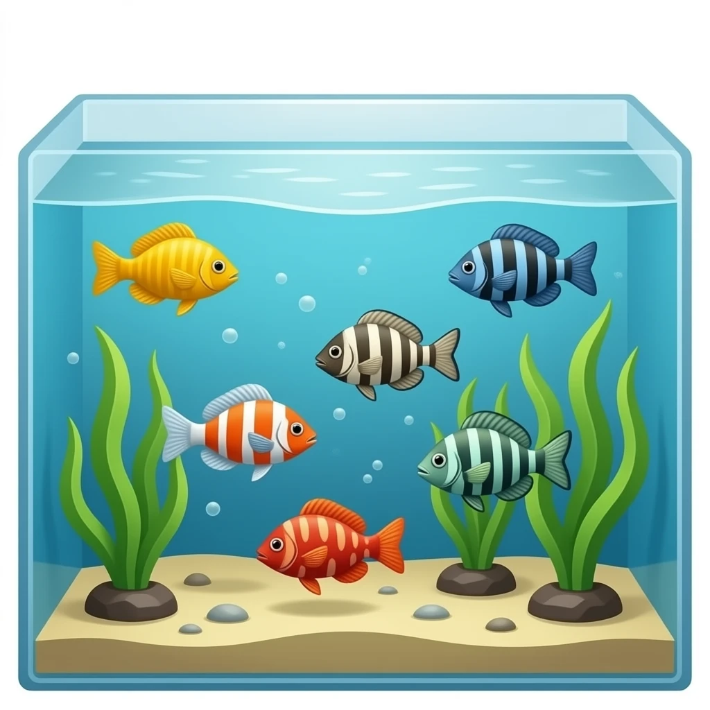 aquarium carré  poissons emoji