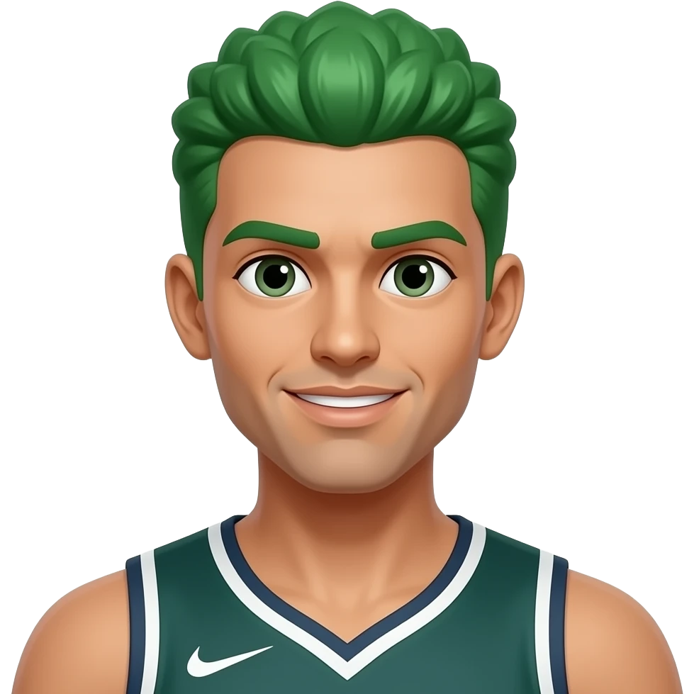 green hair basket ball player close up with half body emoji