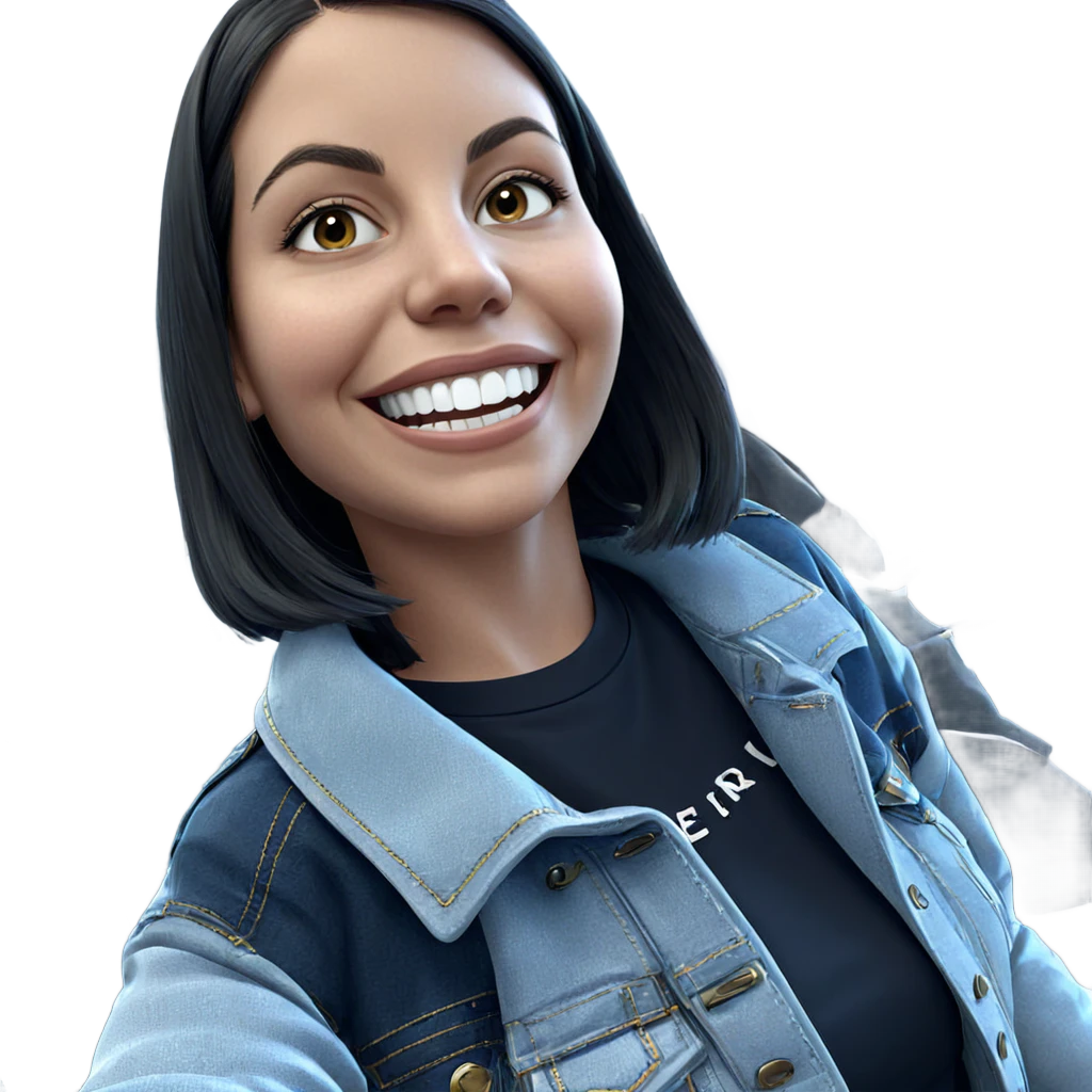smiling girl in denim jacket emoji