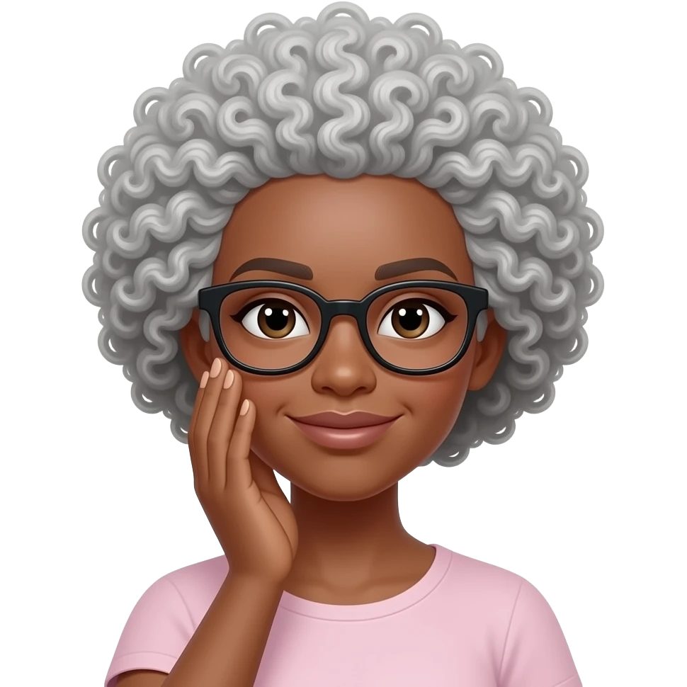 african american woman in glasses with tapered salt and pepper afro face palming emoji