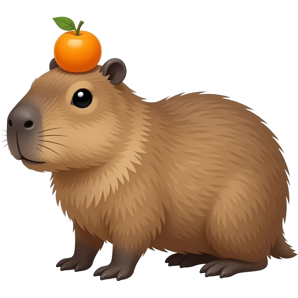 capybara with an orange on its head facing the front emoji