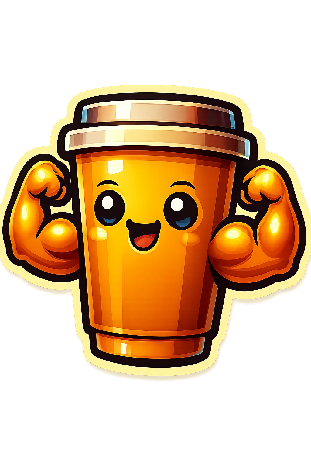 Tall coffee cup, showing off muscles emoji