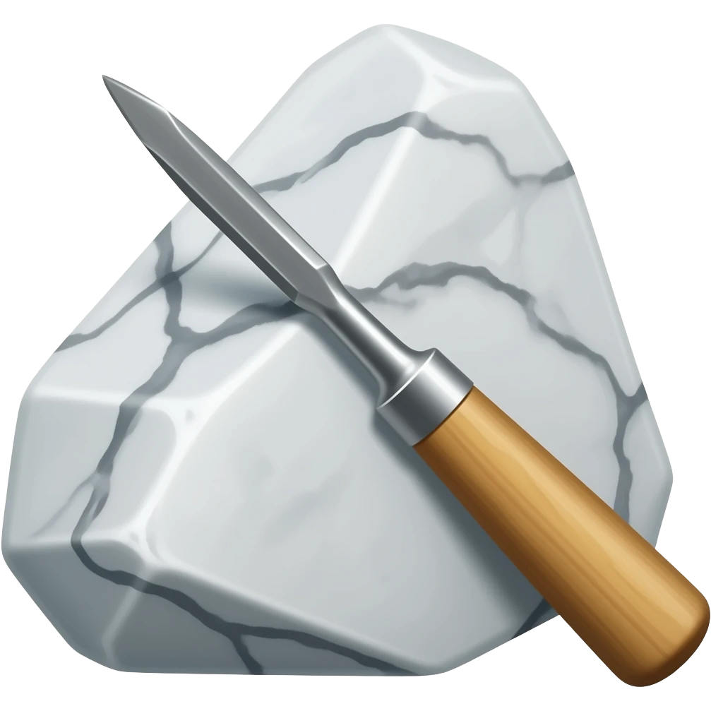 processed marble rock with hammer and chisel emoji