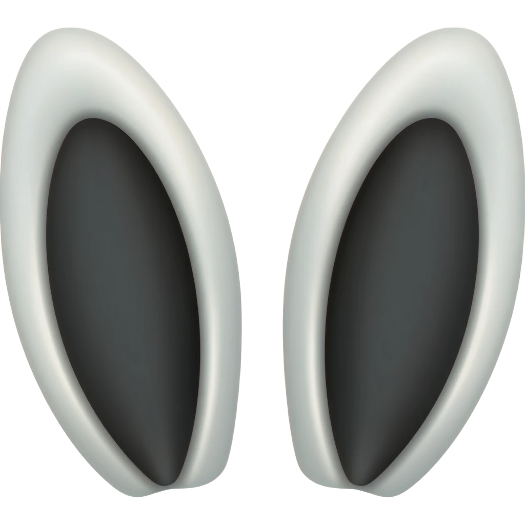 White rabbit ears with black inner ears emoji