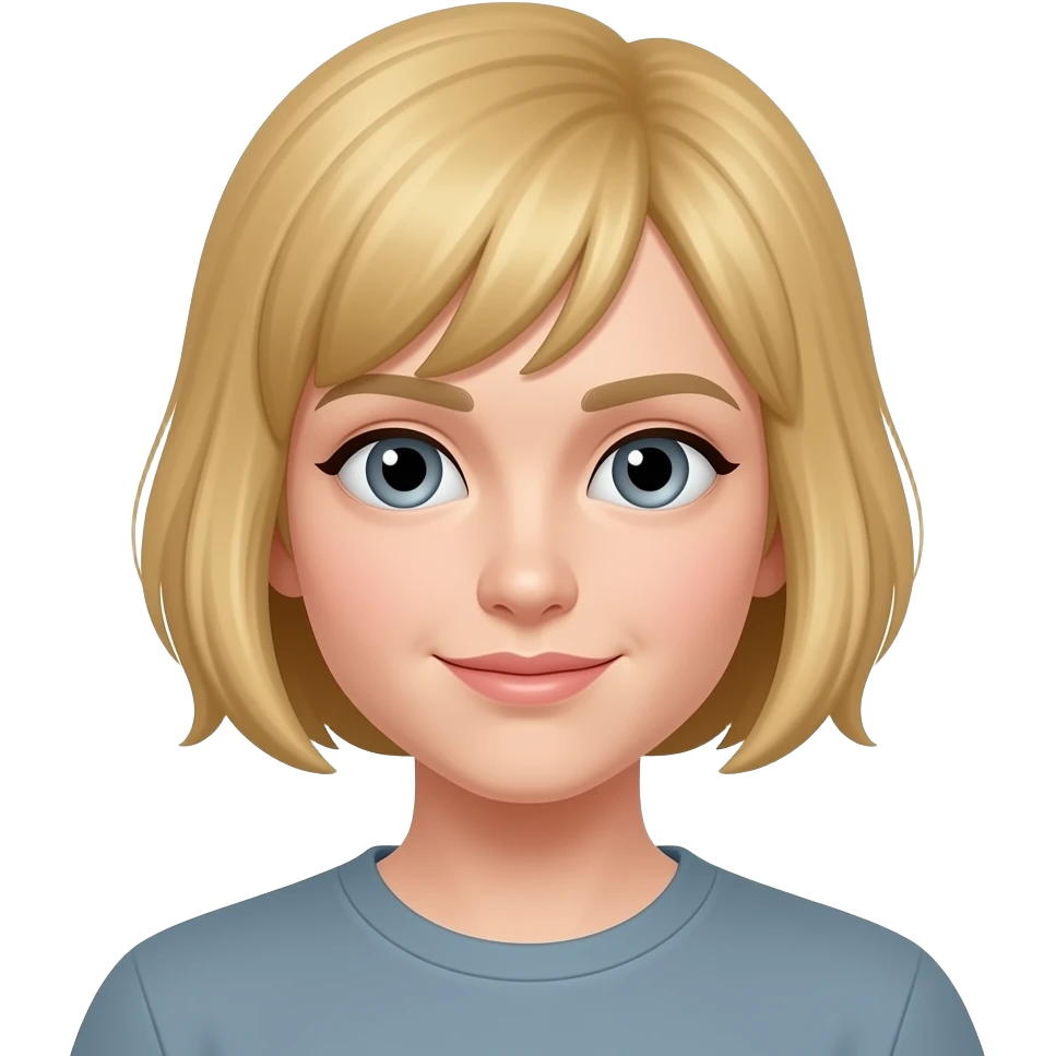 Pelo corto rubio y ojos gris emoji