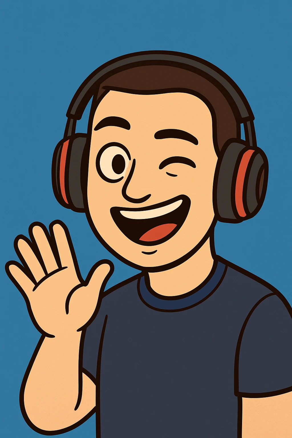Create a variant of the cartoon style image with the character winking, keeping the same cartoon style and character details. emoji