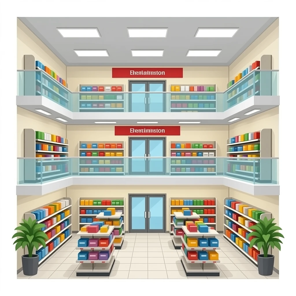 three floors department store inside emoji