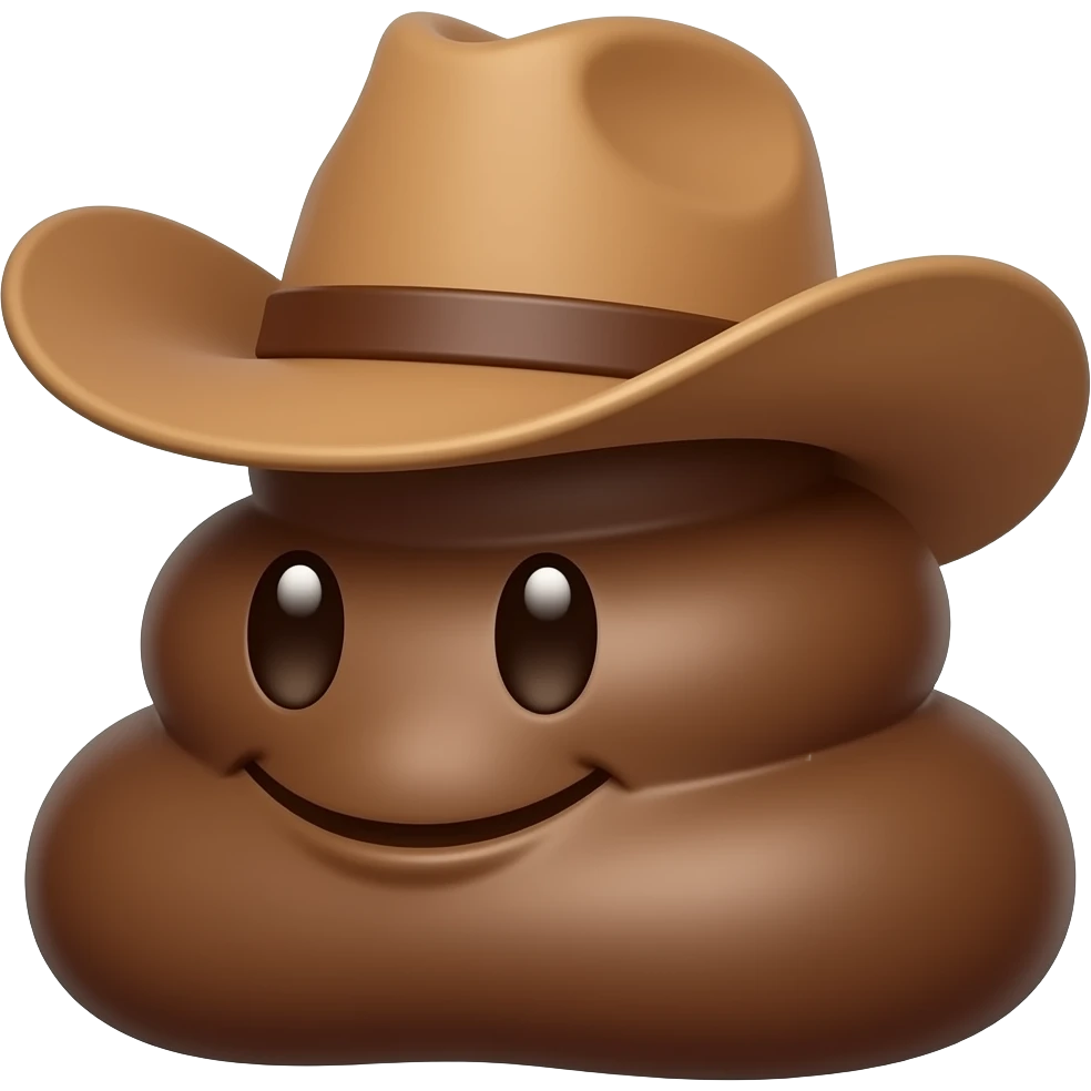 Cute 💩 with cowboy hat  on Sideways emoji