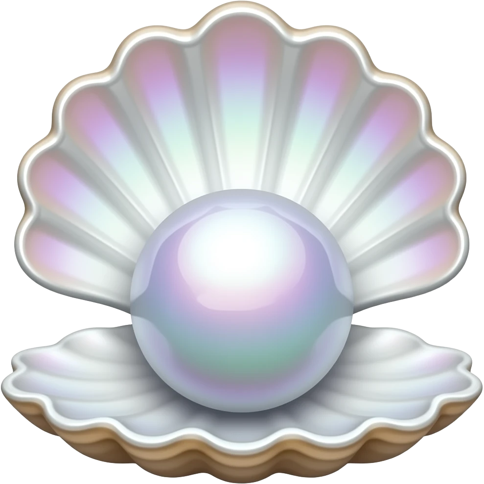 Sparkling colorful iridescent pearl in shell emoji