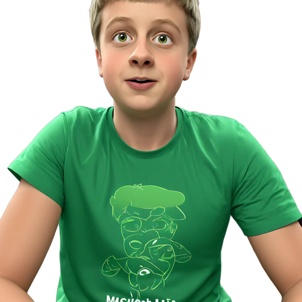 boys in green shirt indoors emoji