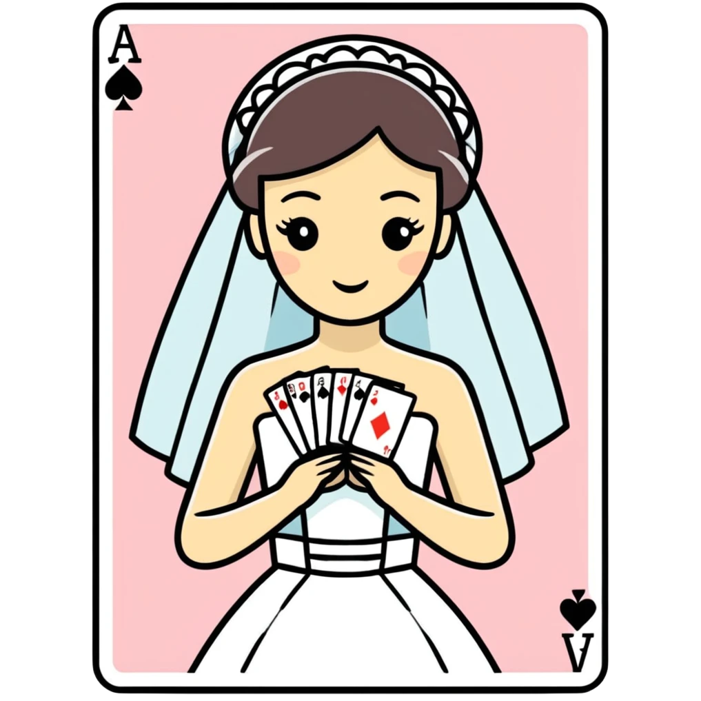 Playing cards with a bride emoji