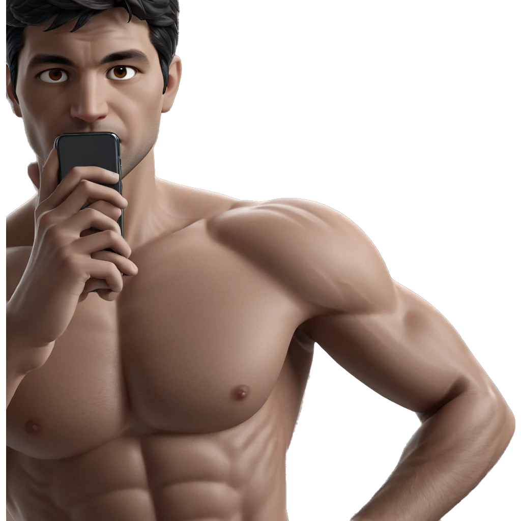 topless selfie of muscular male emoji