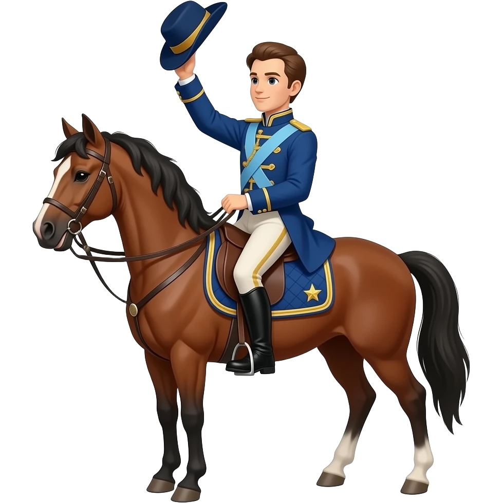 prince vintage in a horse holding high one hat emoji