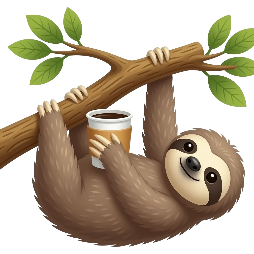 sloth tree morning coffee hanging emoji