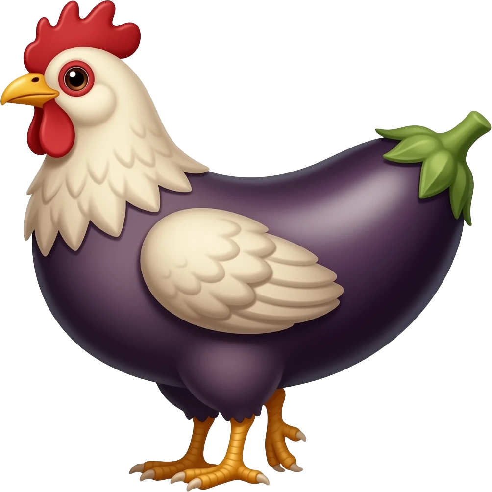 chicken with egg plant emoji