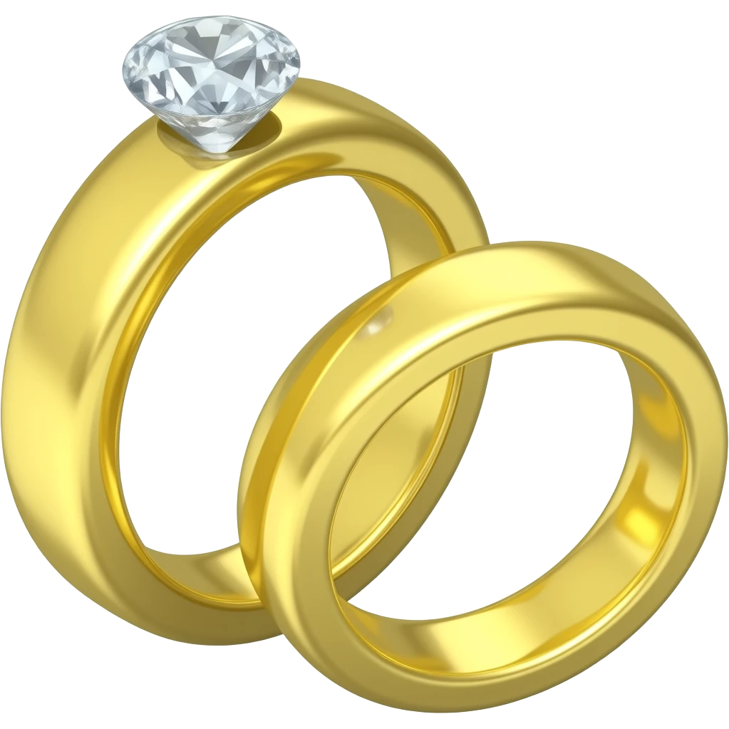 Two rings in two rings in yellow gold, one with a diamond. emoji