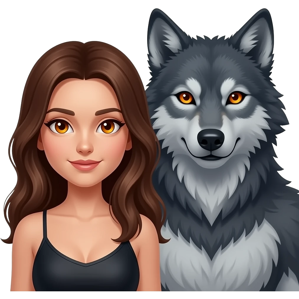 Sexy Female and male humanoid werewolves with glowing orange eyes emoji