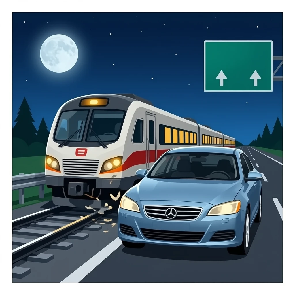 A Train Crashing With A Car emoji