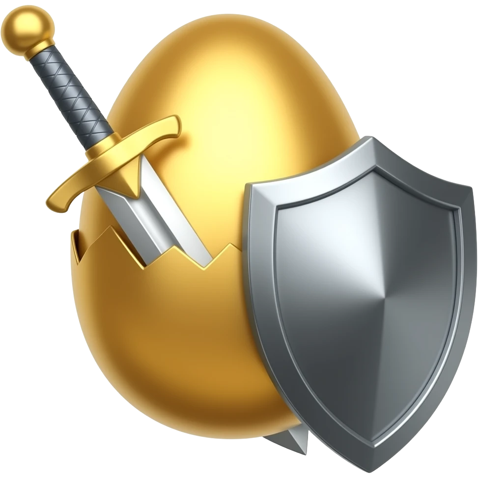 golden egg with sword and shield emoji