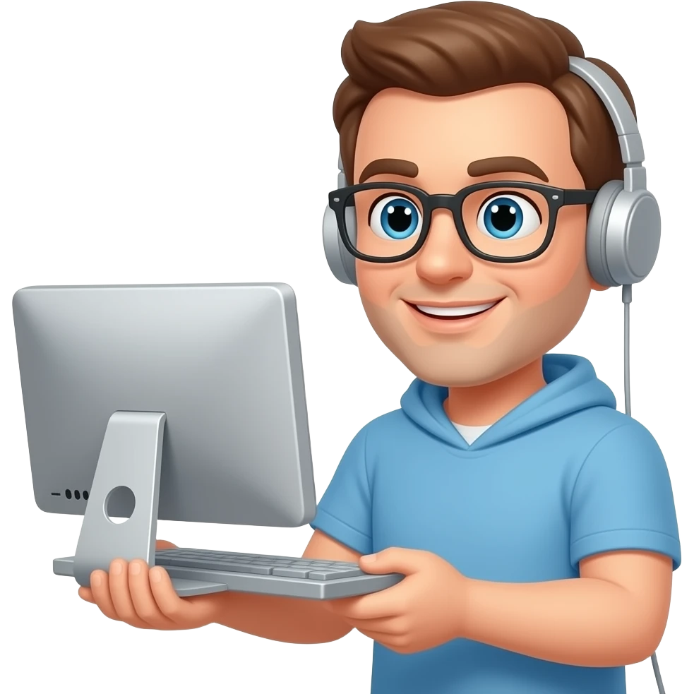 Andreas mit einen Computer in der Hand emoji