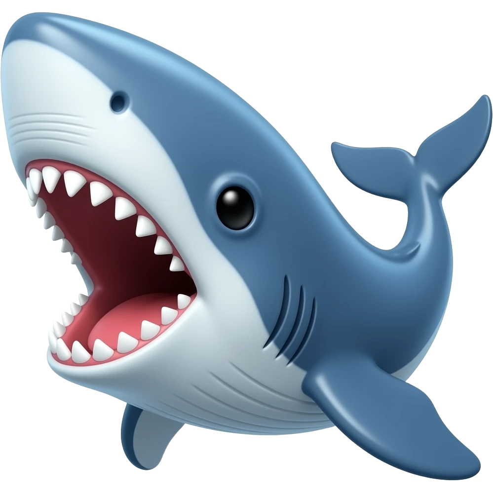 Make a bloop (a whale with a giant open mouth and make it blue) and it have shark teeth (and make it have gills) emoji