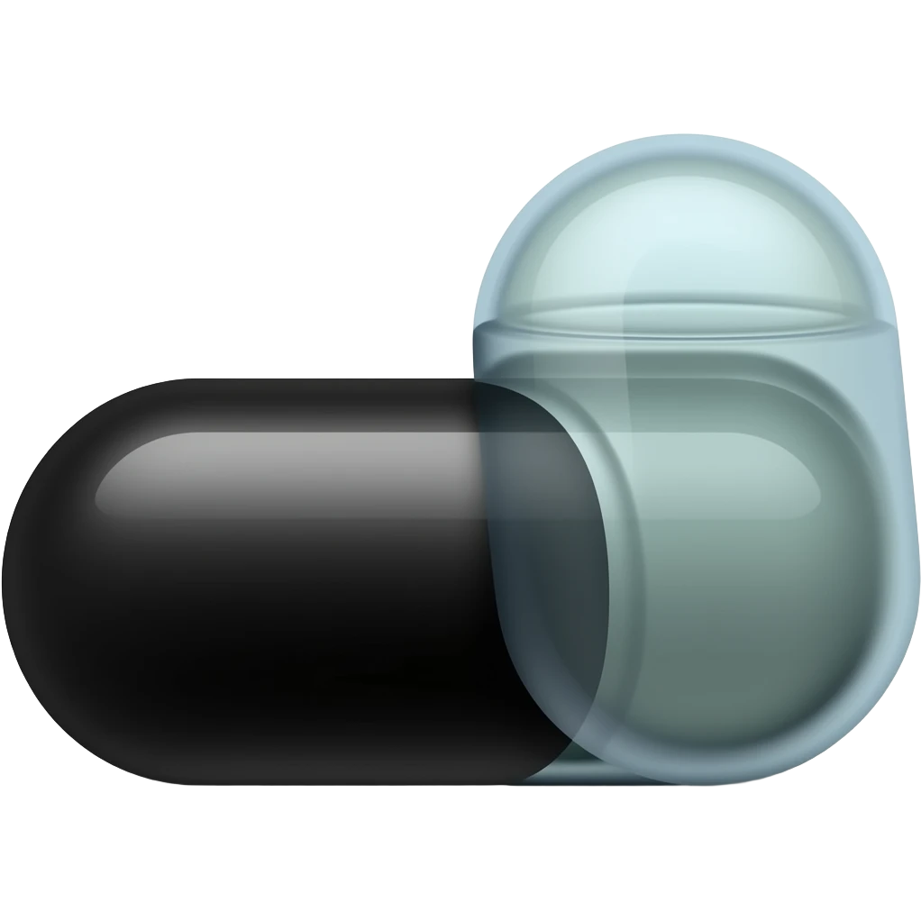 полностью черная продолговатая пилюля которая лежит параллельно нижней части emoji