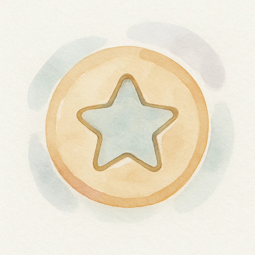 watercolor style dalgona candy with star shape, inspired by Squid Game emoji