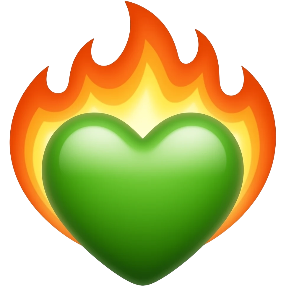 قلب اخضر بالنار emoji