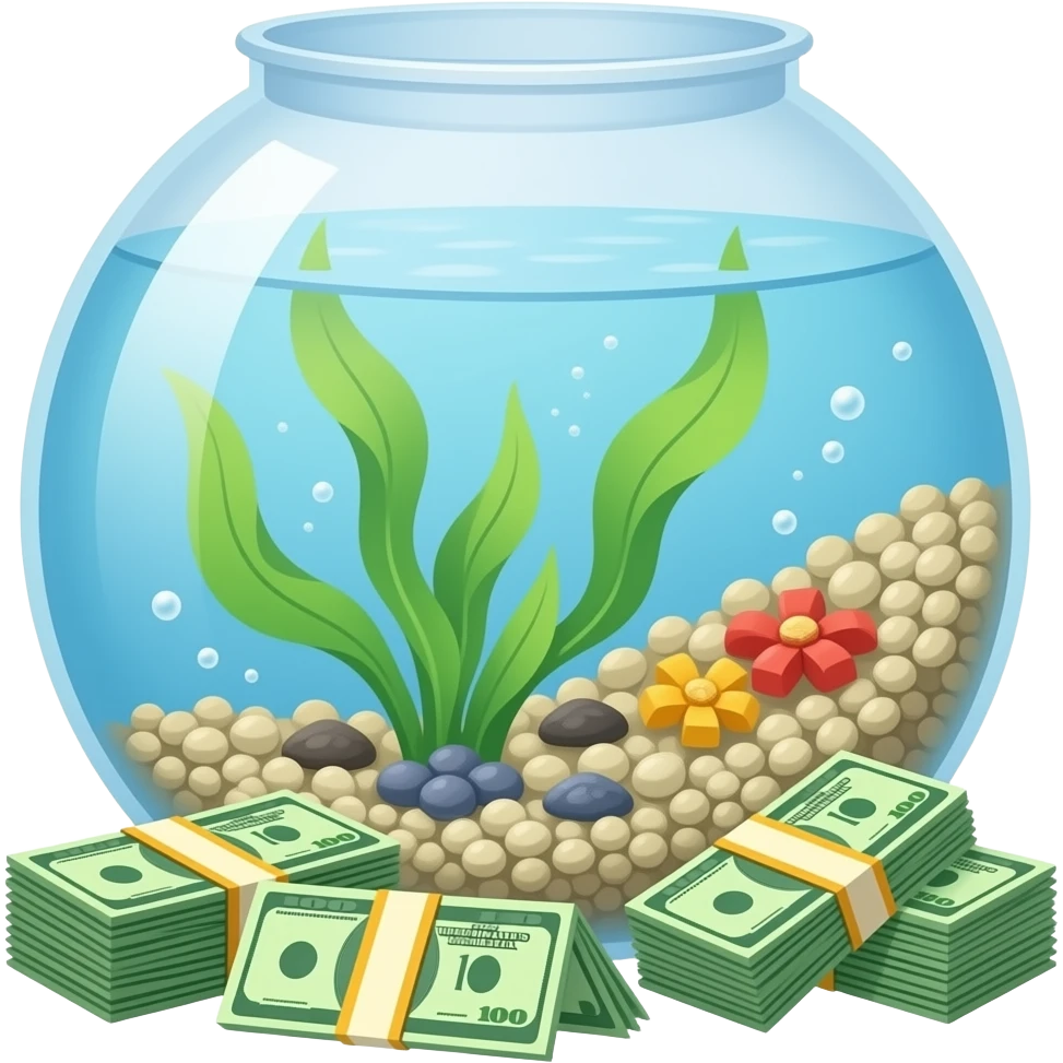 piles of dollars aquarium emoji