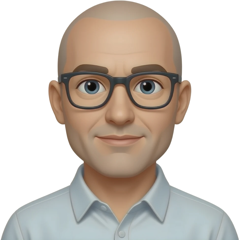 man without hair and with glass, no mustache emoji