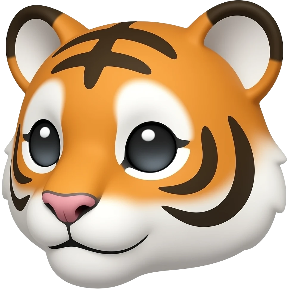 Turn sideways a little bit cute tiger head Turn sideways dark gray eyes emoji