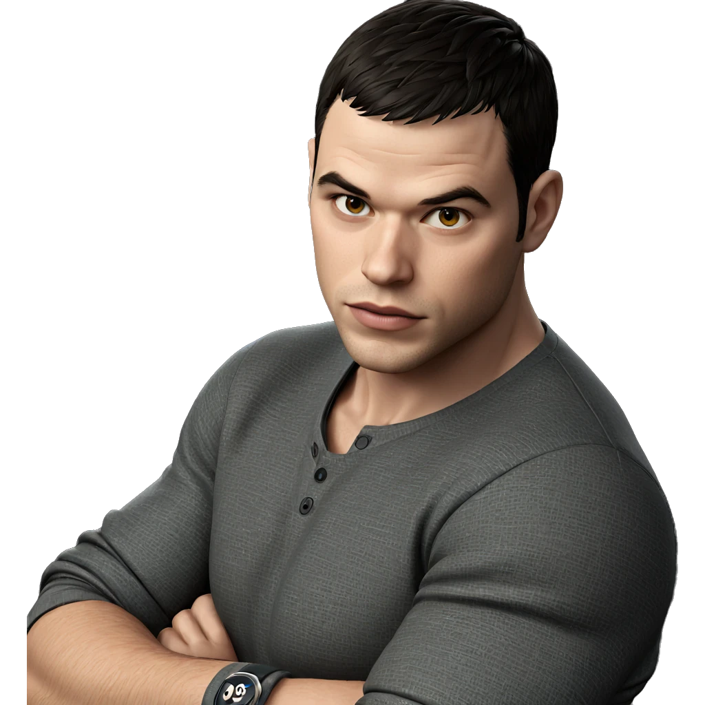 male portrait with crossed arms emoji