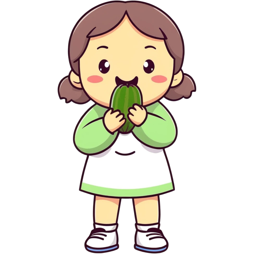 Girl with zucchini in mouth emoji