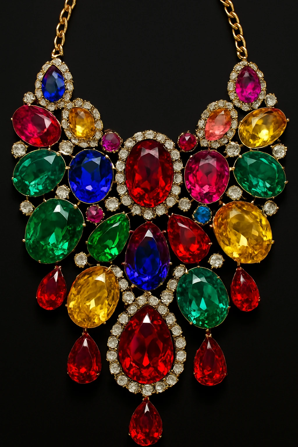 statement necklace with large jewels, slay object, bold and luxurious emoji