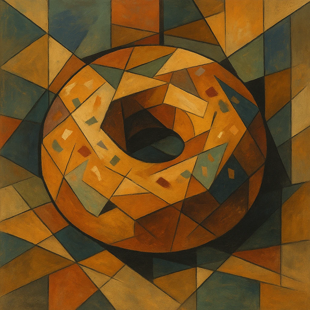 a donut in cubist abstraction style emoji