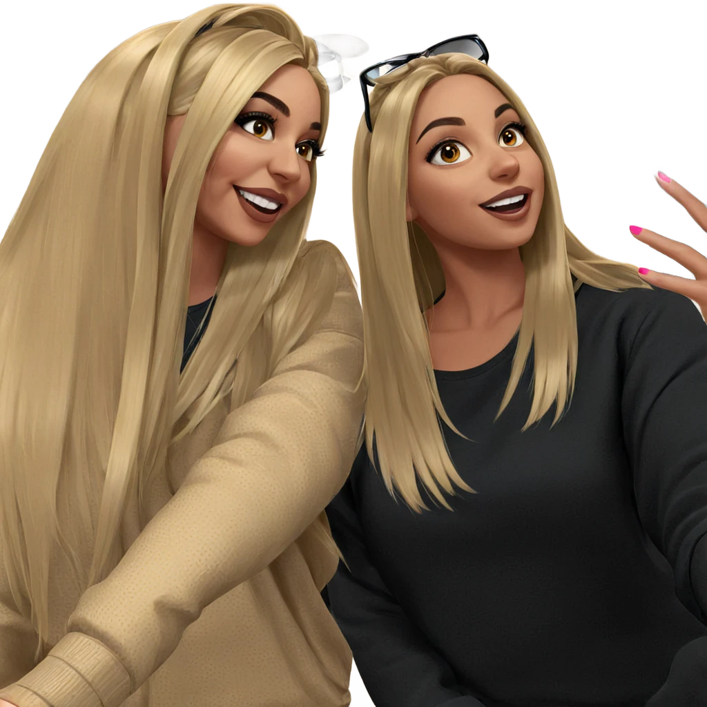 blonde girls taking a selfie emoji