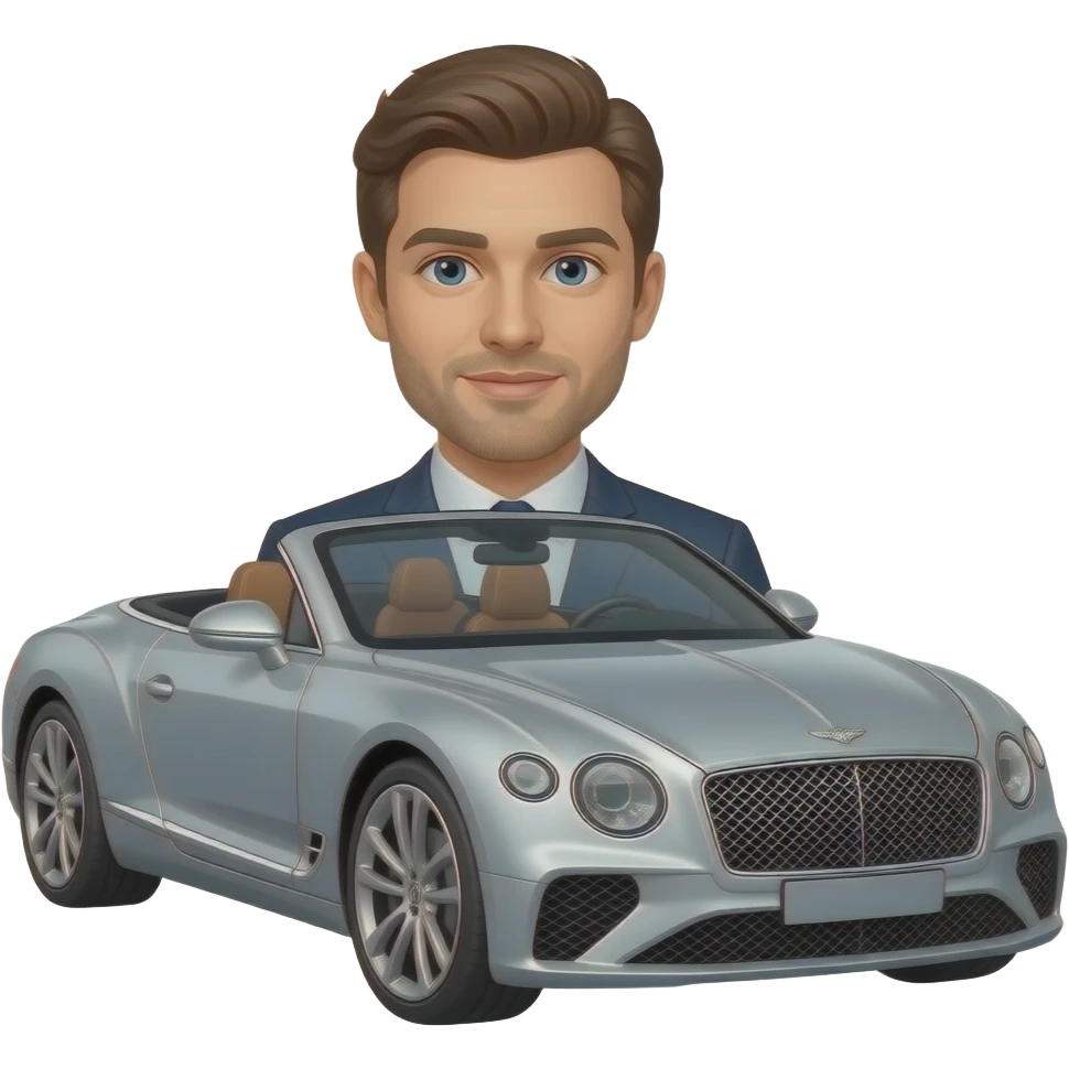 un homme dans une voiture de luxe décapotable emoji