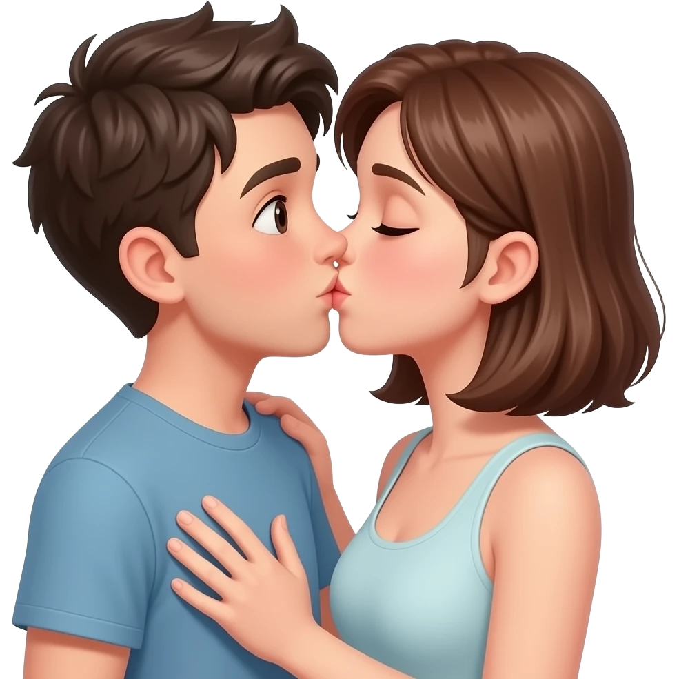 Boy to boy kiss her bobs chest emoji