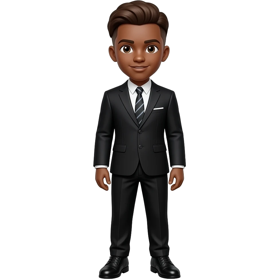 high schooler black boy with brown low taper fade and it’s thick wearing a Louis Vuitton black suit with dress shoes emoji