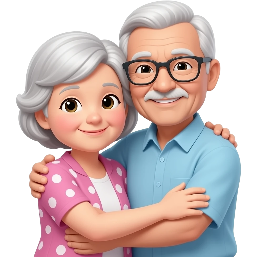 grandma and grandpa hug each other emoji