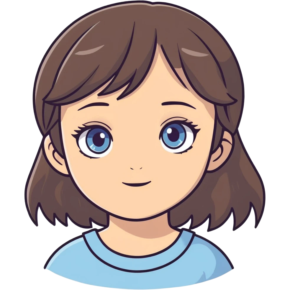 Brunette girl with greyish blue eyes emoji